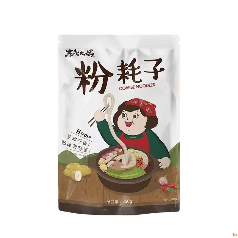 【台灣熱銷】熱銷款東北大媽粉耗子350g 地道帶料包網紅粗土豆粉特粗長待煮面條方便速食 速食年糕 東北特產