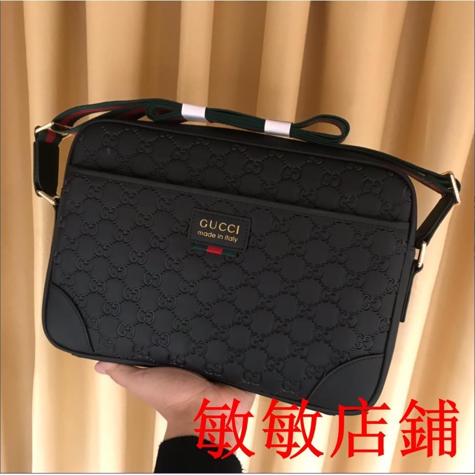 （敏敏二手）GUCCI/古馳男士斜背包側背包單肩包斜背包 單肩斜挎包 男郵差包 斜跨包 側包 肩背包男包包