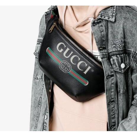 二手現貨 Gucci 腰包胸包 logo 塗鴉 蔡依林 楊冪 黑色 493869 現貨