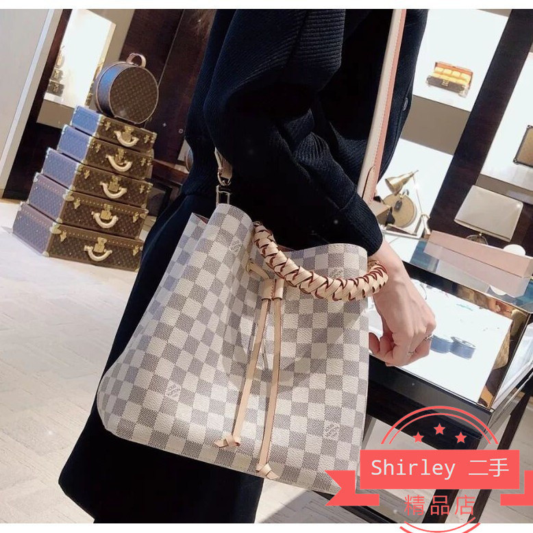 二手LV LOUIS VUITTON20新NÉONOÉ MM 棋盤格編織手提水桶包 N40344 （+實拍）