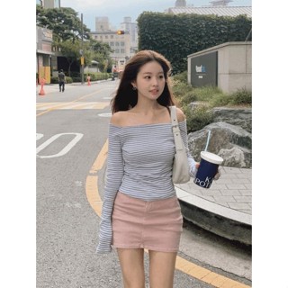 Codibook｜韓國 ONMYONE 性感緊身合身長袖一字領T恤［預購］長袖上衣 T恤 女裝
