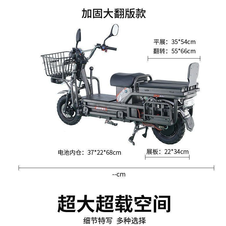 【臺灣專供】載重72電動車60載貨電動拉貨快遞外賣電摩路霸大力神爬坡