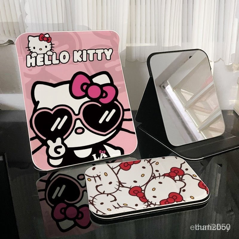 【2024新品出貨】鏡子hello kitty凱蒂貓折疊化妝鏡隨身攜帶小鏡子傢用辦公補妝鏡