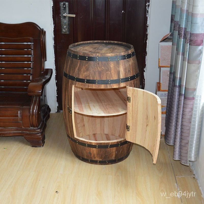 【精選】🎁紅酒桶 存酒櫃 實木葡萄酒橡木桶 道具木桶 酒莊裝飾桶 儲物櫃