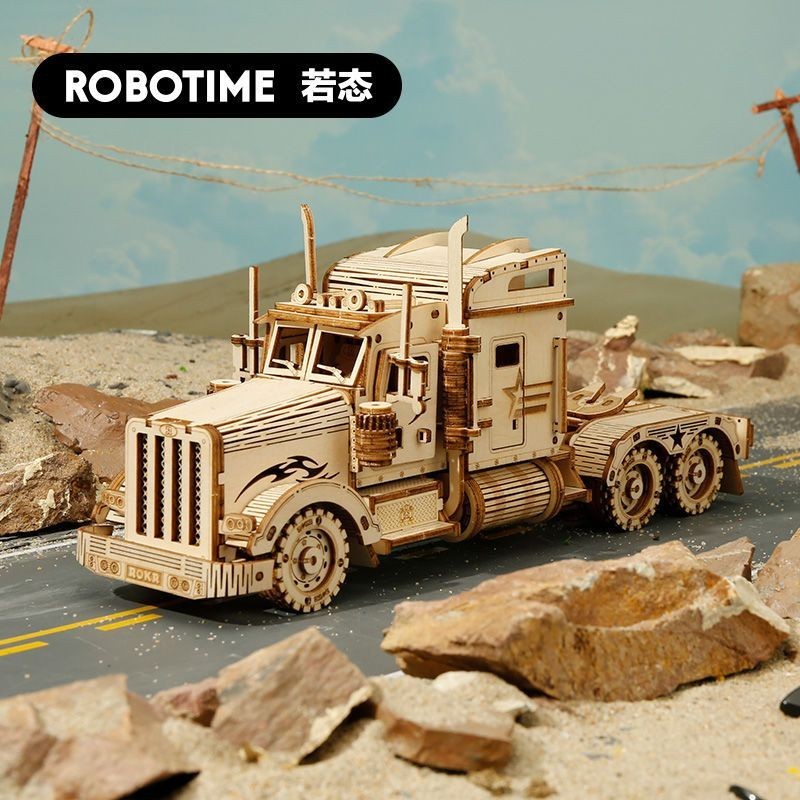 3D木製卡車拚圖 賽車 吉普車 手工DIY拚圖 兒童玩具 模型擺件 木頭玩具 汽車模型 益智玩具 拚裝模型 桌麵擺件
