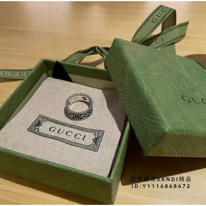 二手精品 GUCCI 古馳 互扣式 雙G 花朵純銀戒指 小雛菊戒指 情侶戒指 男/女戒指 577263