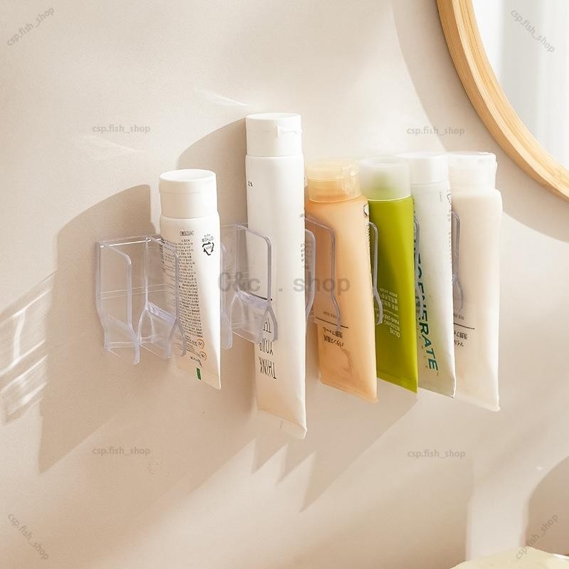 📣 居家創意浴室壁掛式免打孔衛生間洗面乳收納架 化妝品置物架 鏡櫃牙膏架 瀝水固定器