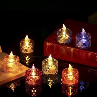 長明燈 蓮花燈 供佛 新款透明水晶蠟燭LED髮光電子蠟燭聖誕創意節日氛圍裝飾浪漫燈