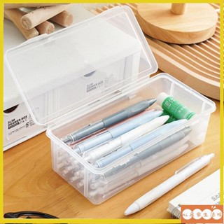HL 鉛筆收納盒 鉛筆文具盒 大容量鉛筆文具盒 透明塑膠筆盒 馬克筆彩鉛繪畫美術用品收納盒 大容量透明文具收納盒23