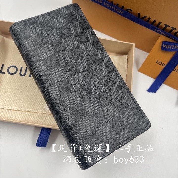 二手現貨 Lv 路易威登 N62665 Brazza錢包 黑灰棋盤格 對折長夾 皮夾 卡夾 商品實拍