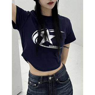 【Codibook】韓國 binary01 印花美式辣妹短版短袖T［預購］短袖上衣 T恤 女裝