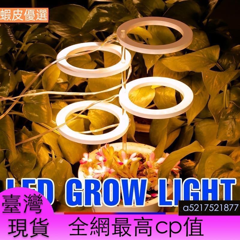 台灣發Led植物燈dc5v全光譜天使環室內調光定時植物幼苗多肉植物開花植物照明