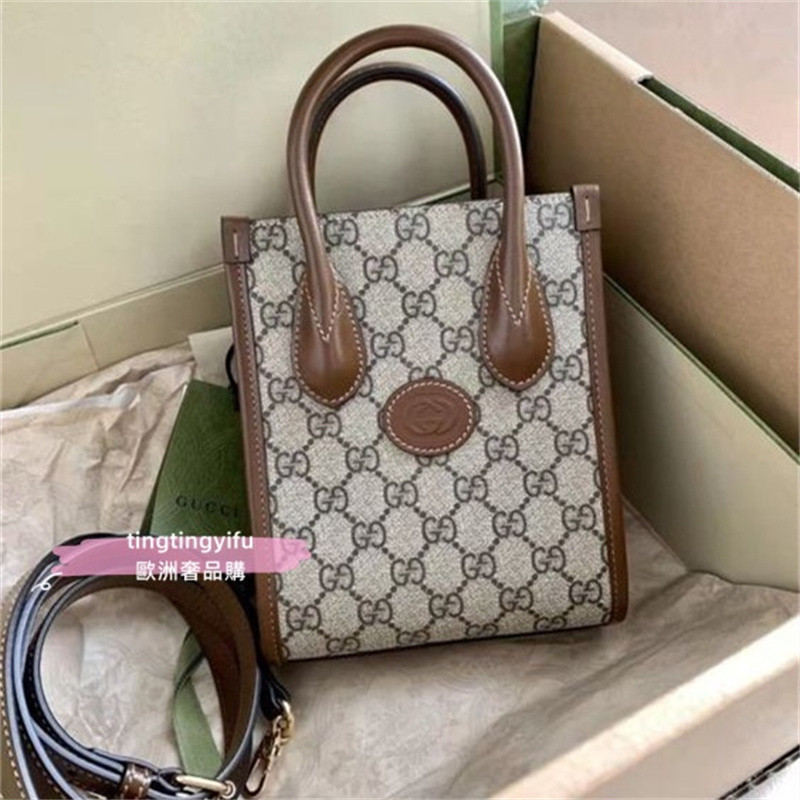 GUCCI 671623 Mini Tote 迷你 托特包 肩背包 手機包 棕色 單肩斜挎包 鏈條包 女包