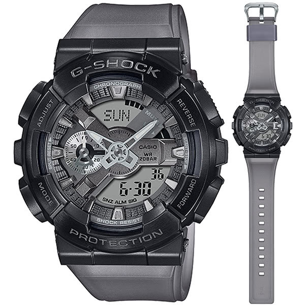 【CASIO】卡西歐 G-SHOCK 夜霧迷幻工業風半透明雙顯手錶 GM-110MF-1A 台灣卡西歐保固一年