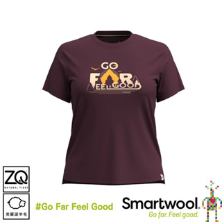 【SmartWool 美國 女塗鴉短Tee/Go Far Feel Good《茄子色》】SW002390/短T/登山