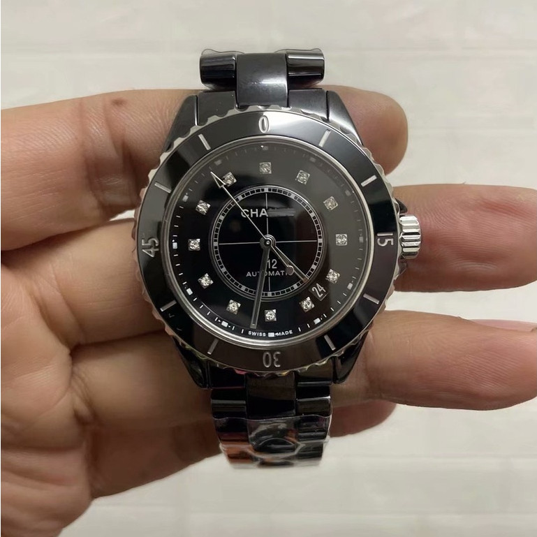 J12新款透底機芯鑲鑽版黑色陶瓷女錶男錶中性款 機械錶 自動上鏈機械錶
