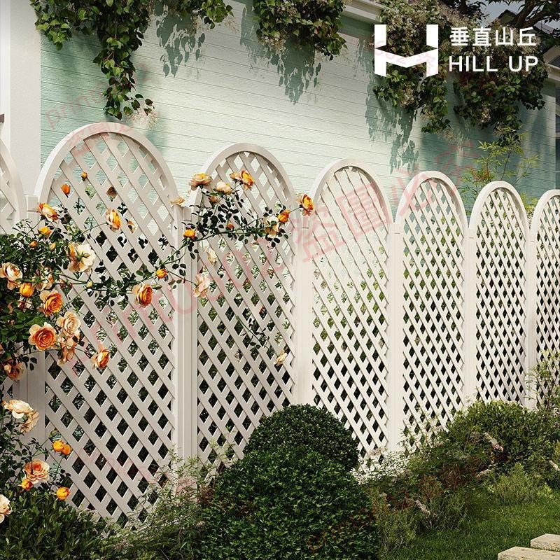 防腐木柵欄白色網格網片花園庭院隔斷花架戶外圍欄護欄桿爬藤花架print0602