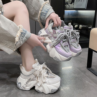免運實拍💯 大尺碼老爹鞋 35-43 休閒鞋 增高鞋 防滑防臭女鞋 百搭潮鞋 厚底老爹鞋女 老爹鞋網透氣大碼運動鞋女新