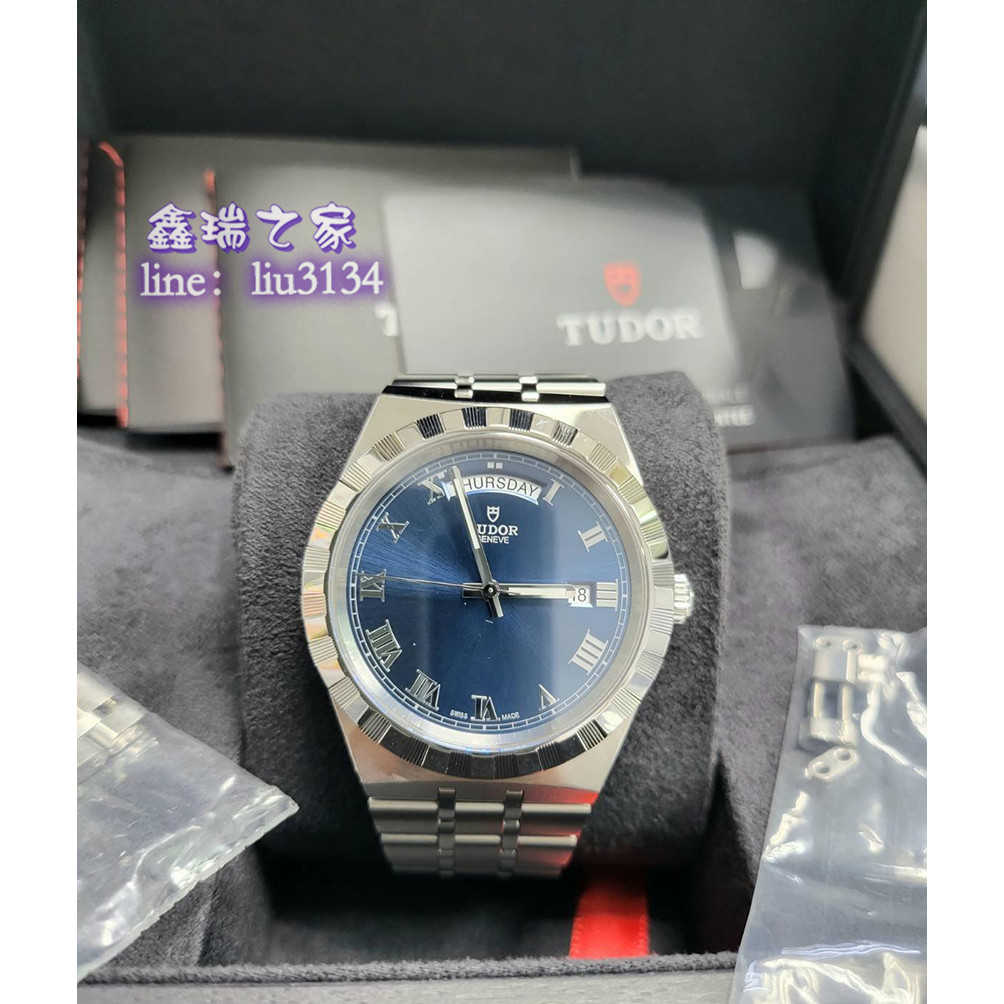 Tudor 帝鉈 ROYAL Day Date 28600 皇家 藍色 太陽紋 全新 台灣AD 41MM 20年