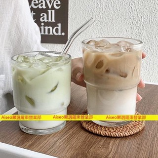 羅東免運♥透明玻璃咖啡杯ins風高顏值水杯子冰美式拿鐵牛奶杯冷飲料杯家用