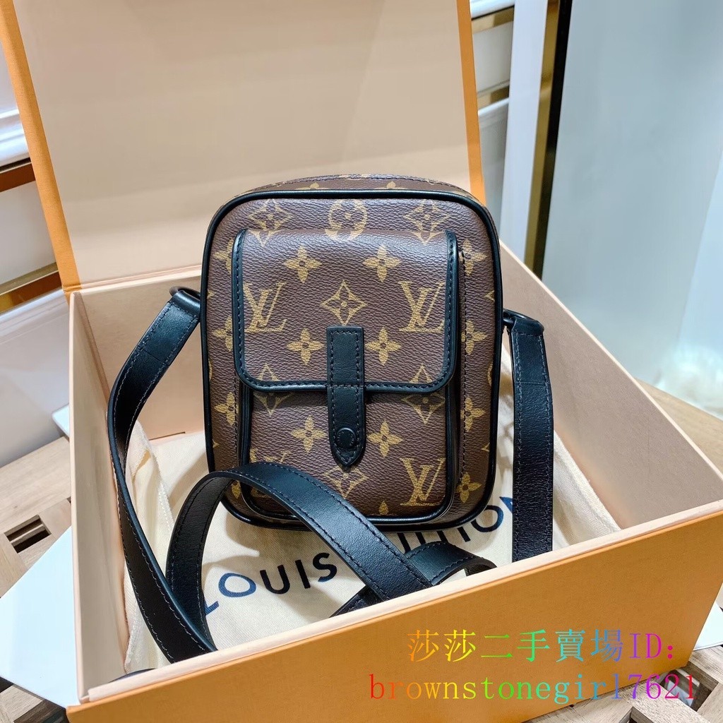 LV 路易威登 Christopher 經典老花 相機包 手機包 單肩包 斜挎包 M69404 棕色拼黑色