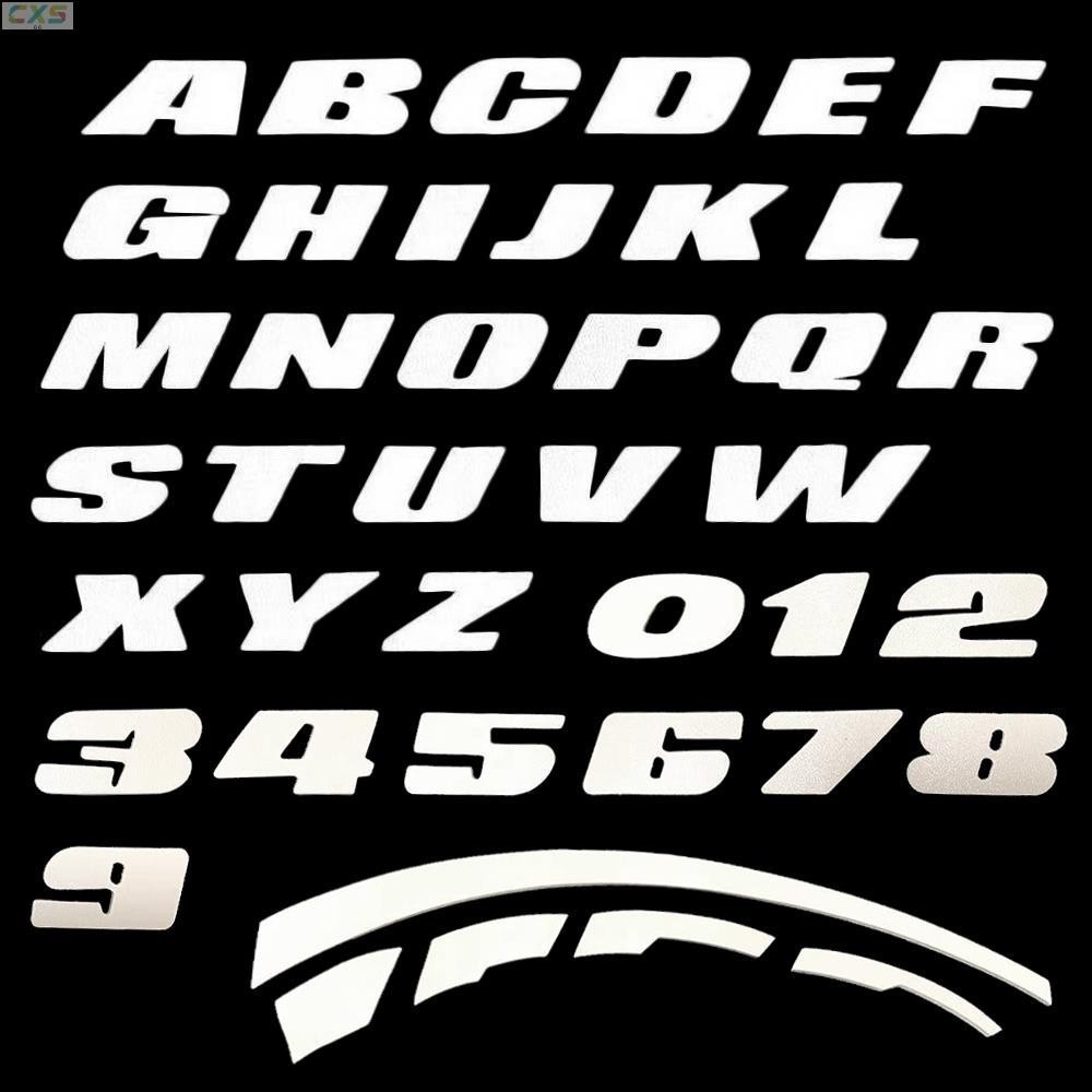 適用於A-Z 20MM 白色摩托車摩托車自行車輪圈輪胎貼紙標誌通用三維字母皮革材質個性標籤造型輪胎貼紙小號高20MM