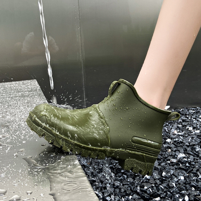 【精選好物】韓國時尚防水工作水鞋 短筒戶外防滑情侶學生低幫雨鞋男
