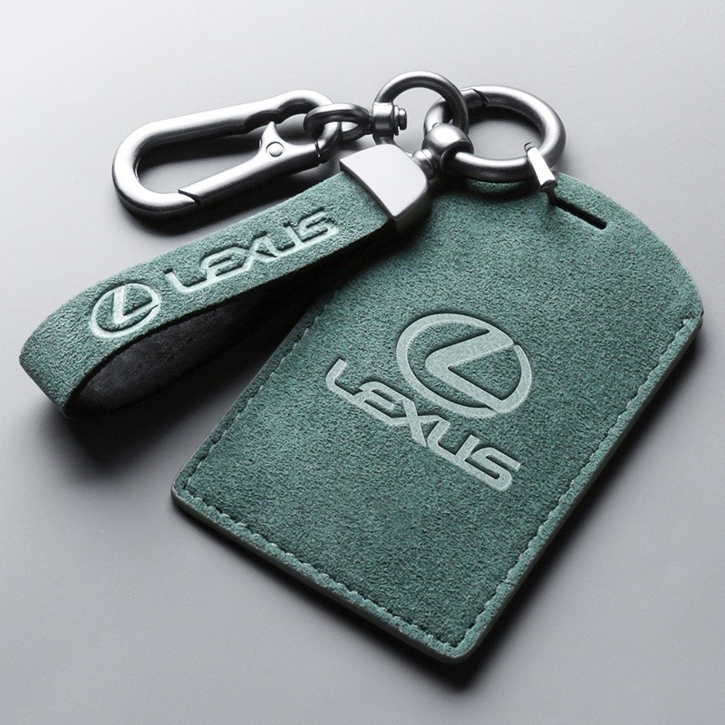 艾❤尚百貨精品適用於凌志翻毛皮卡片鑰匙套 LX570 LS460L RX350 RX270 汽車鑰匙包殼扣