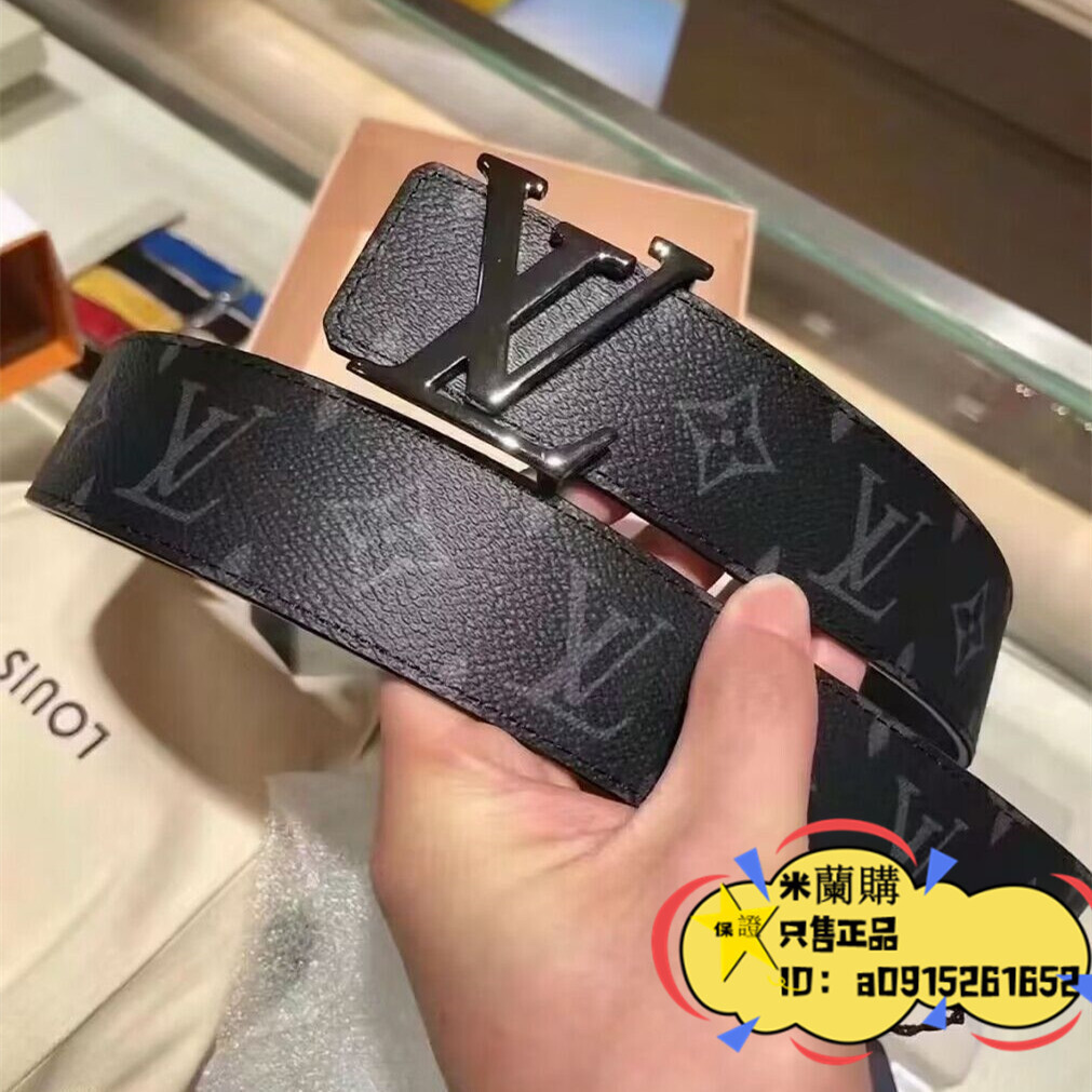 現貨免運 專櫃代購 LV路易威登 皮帶INITIALES 4cm黑花雙面皮帶 腰帶 M9043N二手