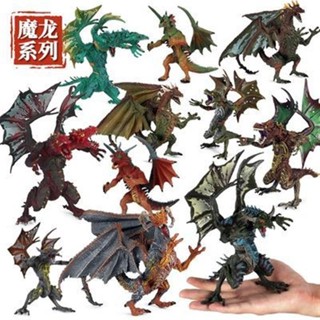 ✨熱賣新品✨兒童模擬魔獸龍恐龍模型玩具雙頭龍雷電魔龍暴厲黑龍風神魔龍擺件
