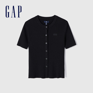 Gap 女裝 Logo圓領短袖針織衫-黑色(496379)