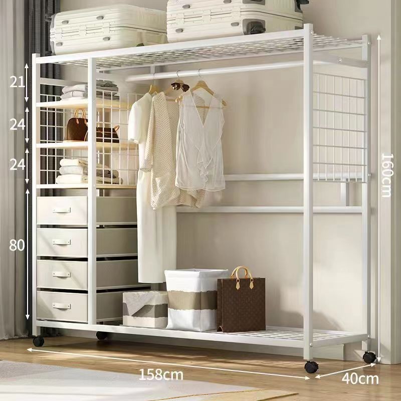 衣櫃傢用臥室簡易衣櫥出租房用結實耐用收納櫃經濟型組裝金屬衣櫃