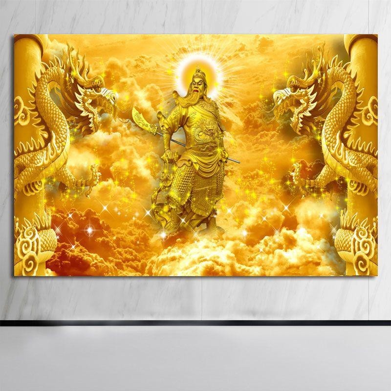 關公關羽貼畵 掛畵 三國武財神招財進寶壁畵佛堂客廳背景年畵 68y