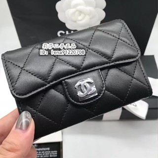 現貨精品 CHANEL 香奈兒 經典 銀Logo 小羊皮 銀扣 皮夾 短夾 卡片夾 零錢包