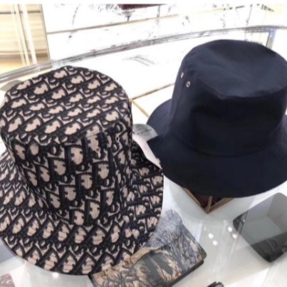 二手正品 【Dior 】TEDDY D CD OBLIQUE 藍色 雙面 窄帽 漁夫帽