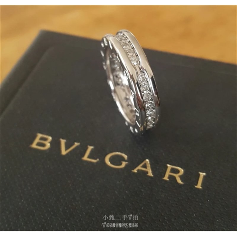 二手精品 寶格麗BVLGARI B.Zero1單環 18K白金鑽石戒指 滿鑽 戒指AN850656 正品 現貨
