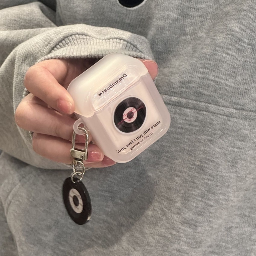⭐精選好物⭐ins小衆透粉色CD碟蘋果無綫藍牙2代耳機保護套airpods pro3代殻 耳機殼