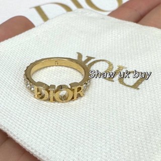 現貨 Shaw英國二手 Dior 迪奧 Evolution 字母戒指 帶鑽 金色 水鑽 logo指環 戒指 時尚配件