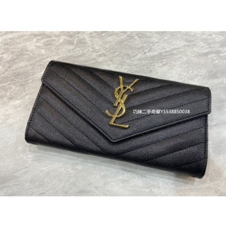 二手精品 聖羅蘭 SAINT LAURENT 372264 YSL 掀蓋式 魚子醬 信封長夾