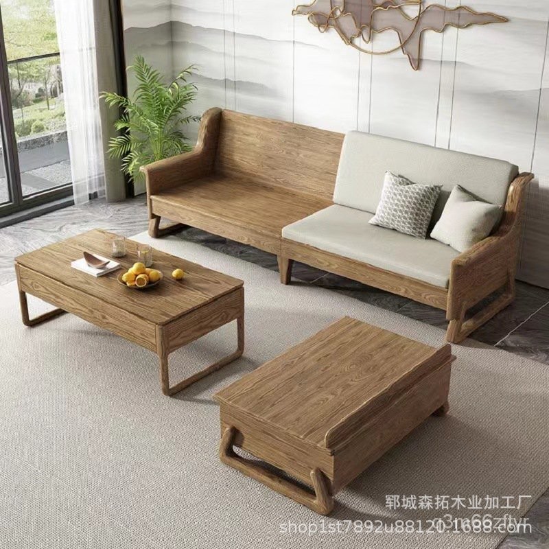 【怡然之傢】冬夏兩用老榆木沙發小戶型客廳實木傢具新中式帶抽屜木製儲物沙發 IFBF