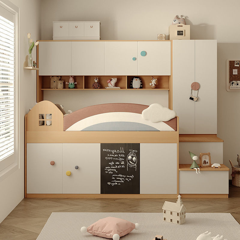 半高床 高箱儲物床 兒童床架組 收納床架 多功能儲物半高床兒童床小戶型上床下櫃組合床中高床帶書桌
