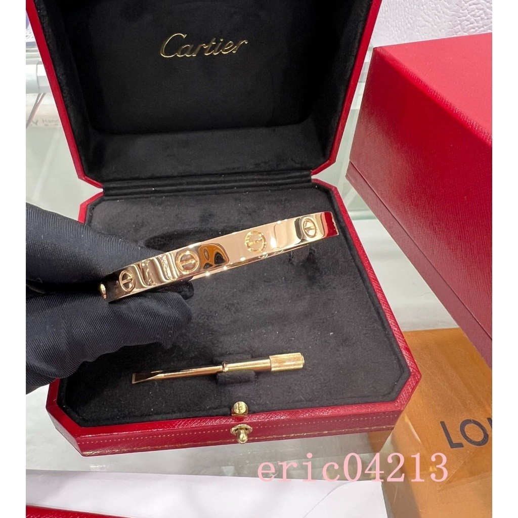 精品二手 Cartier 卡地亞 Love系列 18k玫瑰金 寬版無鑽手鐲 B6067417 手環