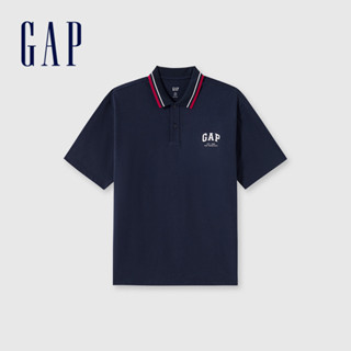 Gap 男裝 Logo純棉翻領短袖POLO衫-海軍藍(465661)