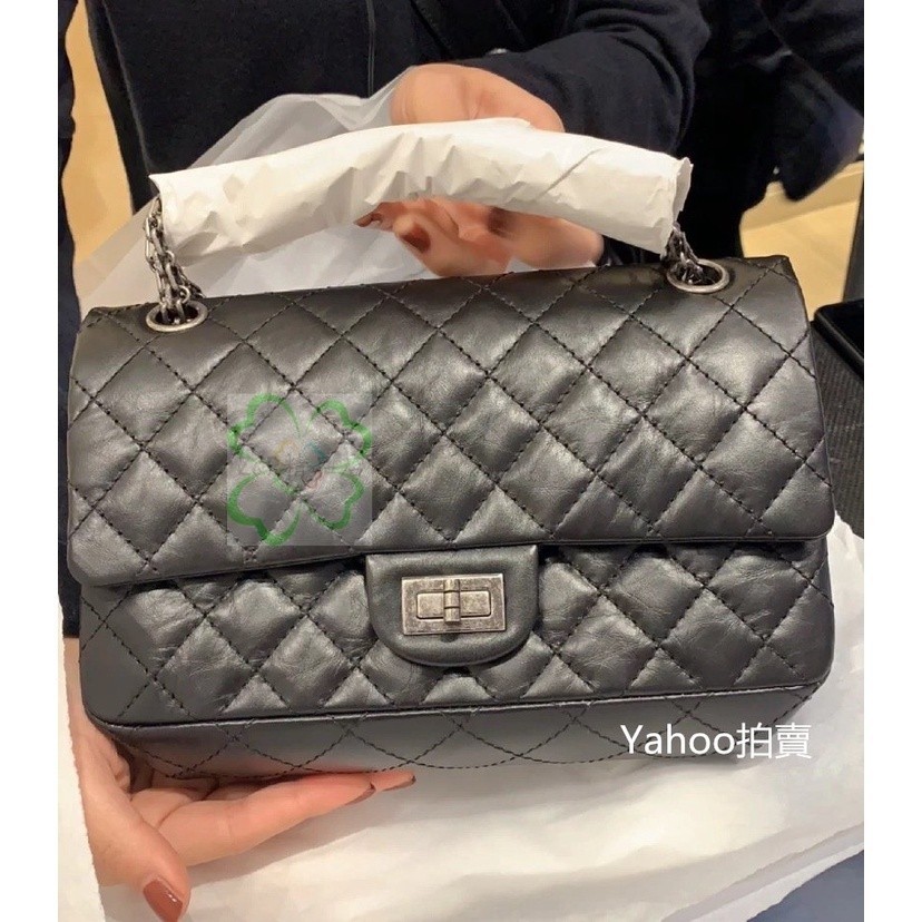 二手正品CHANEL A37586 復古小牛皮 Reissue 2.55 單肩包 斜挎包 鏈條包 黑色