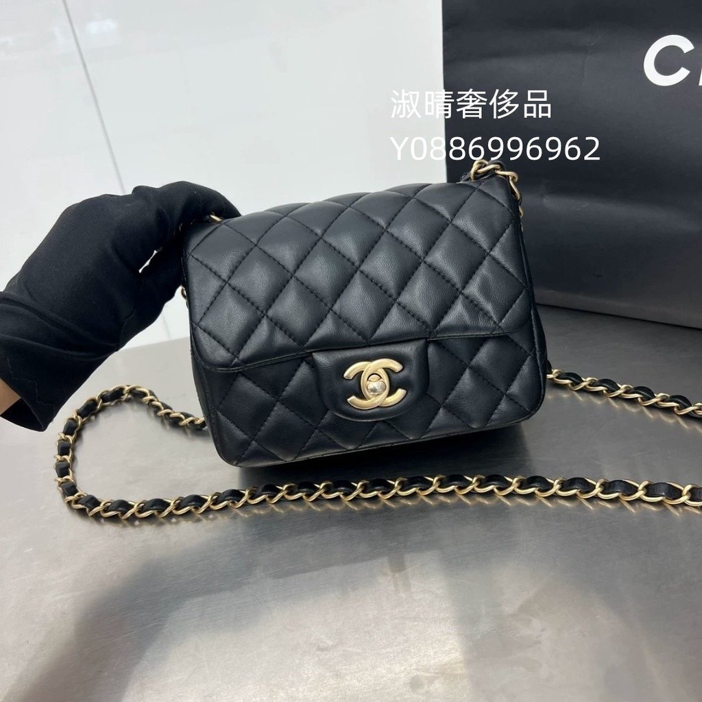 二手精品 CHANEL 香奈兒 COCO 羊皮/荔枝紋 斜背包 方胖子 A35200 鏈條包 現貨