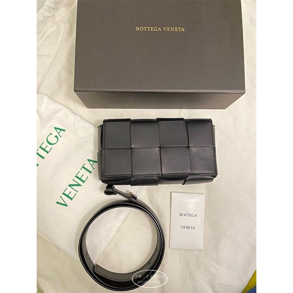 二手折扣 BOTTEGA VENETA BV BELT CASSETTE 寶緹嘉 編織 腰包 胸口包 黑色