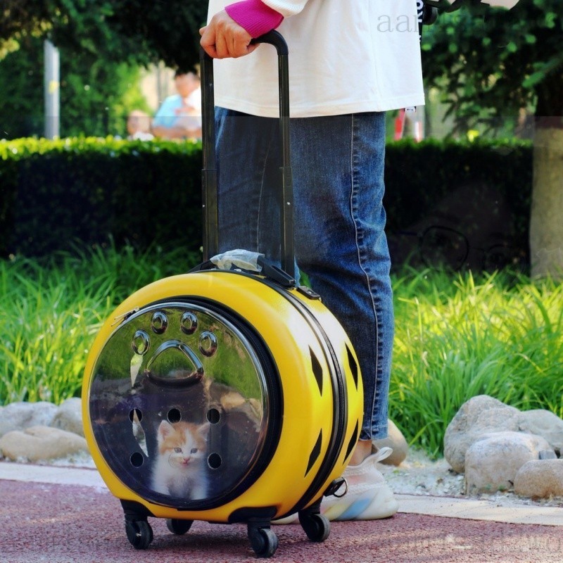 免運 貓咪外出拉桿箱 透明寵物行李箱 狗狗外出便攜包 大容量太空艙貓包