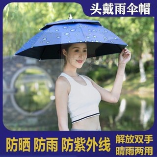 臺灣爆款 傘帽頭戴雨傘帽子釣魚太陽傘戶外採茶環防曬折疊大號