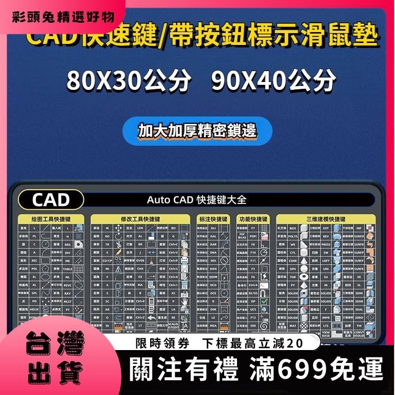 🐰彩頭兔🐰 CAD快捷鍵標墊加厚辦公快捷鍵大全護腕小號ps做圖cad桌麵標墊 軟體快速鍵 滑鼠墊 大桌墊 捷鍵32