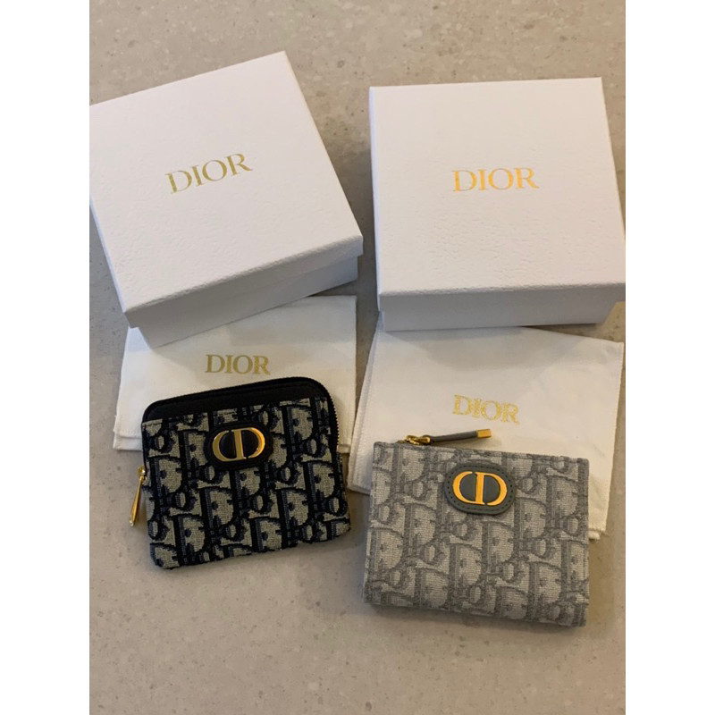 Dior 經典 深藍、灰色 立體CD刺繡老花設計 Oblique 緹花 錢包 卡包 零錢包